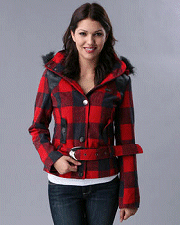 Buy Dereon Belted Wool Jacket with Detachable Hood